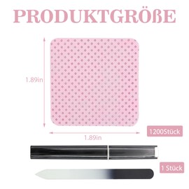 VEGCOO 1200 Stück Nagellackentferner Pads Nail Reinigungstücher mit 1 Schwarze Nagelfeile Extra Große Menge Schnell Entfernende Reinigungstücher Nagelpflege Set für Salon Zuhause (Rosa)