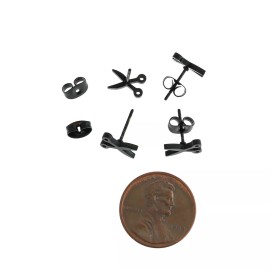 Unbranded Gunmetal Stainless Steel Earrings - Scissor Studs -8mm - 2 Pieces 1 Pair - ER417