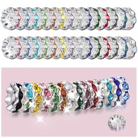 100pcs 12mm Rhinestone Beads for Jewelry Making for Pens Rondelle Spaced Beads Silver White Beadable Pens Beads Rondelle Beads