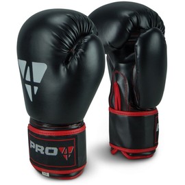 Pro4 Boxing Gloves Fight – Ideal for Boxing Martial Arts Kickboxing Fitness 8 10 12 14 16 oz Black/Red 14 oz