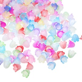 PATIKIL 500Pcs 10x8x1.5mm Frosted Flower Beads, Acrylic Flower Bead Caps for Bracelets, Earrings, Necklaces, Jewelry Making and DIY Crafts, Multicolored