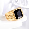 Aloluo Black Onyx Signet Ring for Men Women 18K Gold