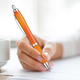 ZENSCRIBE® Ergonomic Ballpoint Pen, Pack of 10, Premium Ballpoint Pen Set, High Quality, Non-Slip Ballpoint Pen for Easy and Soft Writing, Blue Writing Ballpoint Pen Orange