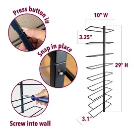 Lily's Home Black Metal Wine Rack Wall Mount - 9 Bottle Capacity Holds Wine Bottles, Liquor, Champagne, Towels and More - Wall Mount Wine Bottle Holder for Dining Room,Home Bars - Set of 2