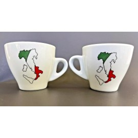 Lorenzo Pair (2) Lorenzo Italy Tricolor Flag Map of Italy Espresso Demitasse Cups