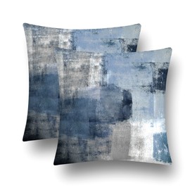 JIMOWANG Blue Velvet Abstract Pillow Covers Set of 2 Modern Accent Navy Grey Throw Pillow Cover Soft Elegant Decorative Couch Cushion Cover 18 x 18 Inches