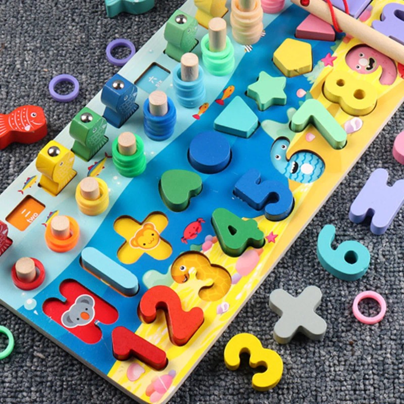 Número anillo tablero De Juego De Pesca (juego Montessori)