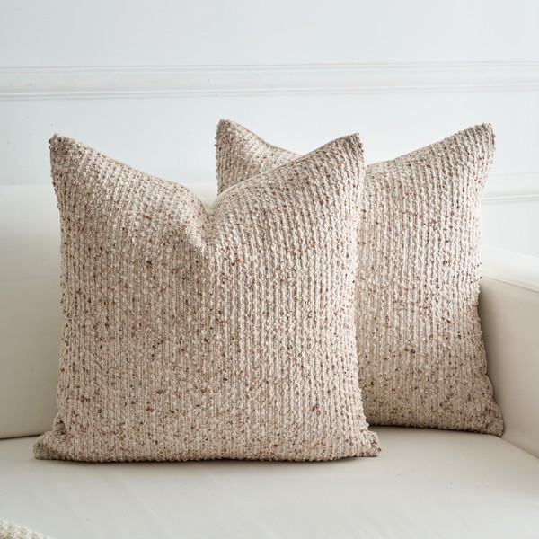 LIGICKY Pack of 2 Textured Boucle Throw Pillow Covers Decorative