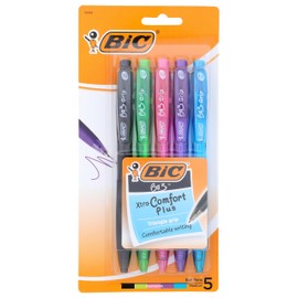 BIC BU3 Retractable Ball Pen, Medium Point (1.0 mm), Assorted Colors, 5-Count