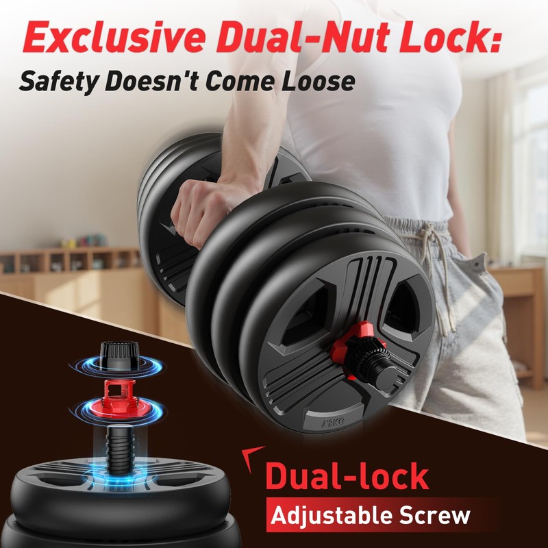 Adjustable dumbbell set, 35lbs Free Weights set with upgraded nut,