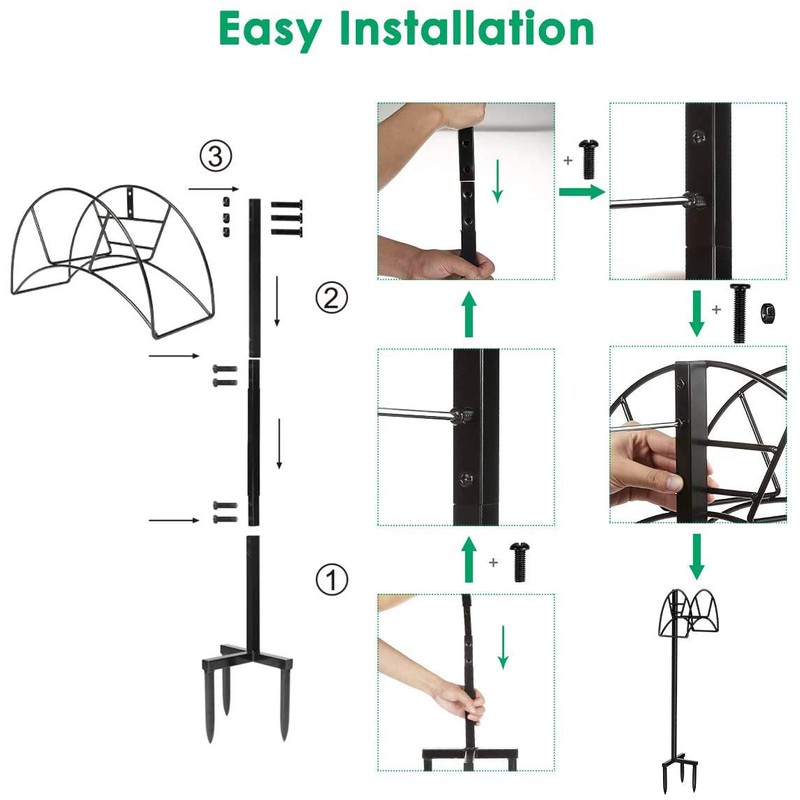 TomCare Garden Hose Holder Detachable Metal Water Hose Holder Holds
