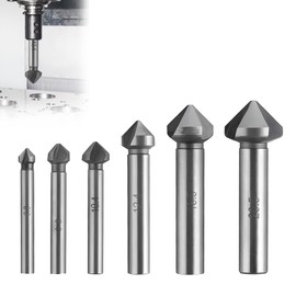 6PCS Countersink Drill Bit Sets for Smooth and Clean Hole Edges 6.3-20.5 mm HSS Steel Countersink Drill Bit 3 Edge 90° Chamfer End Mill Cutter Countersink Deburring Tools for Metal, Wood, Plastic