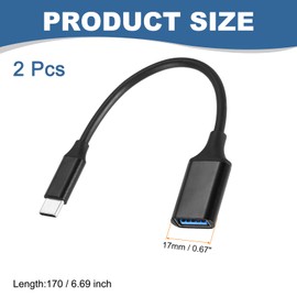 MECCANIXITY 2 Pcs USB C to USB 3.0 Adapter, USB Female to USB C Male Cable Adapter Type C Converter for Phone Laptop Car Black