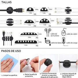 173 Pieze Kit De Gestión De Cables Que Incluye Fundas para Cables, Abrazaderas para Cables, Bridas Y Soportes, Soportes para Cables para Escritorios, Televisores, Automóviles Y Oficinas