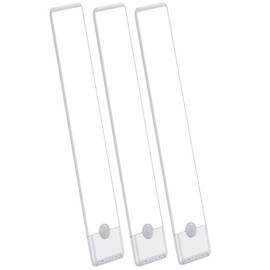 YLXS 70-LED Motion Sensor Under Cabinet Lighting, 15.9-inch Magnetic Rechargeable Under Counter Closet Lights, Wireless Light Bar, 3-Pack, Cool White