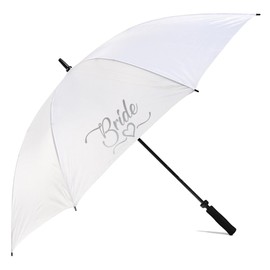 Cadogan Gifts Bride with Heart Design White Wedding Umbrella Parasol (Silver)