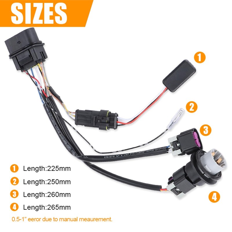2PCS Projector Headlight Conversion Adapter Wiring Harness Converter Harness Compatible