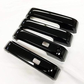 S SIZVER Ultra Finish Glossy-Black Series 8pcs Door Handle Covers Compatible with Ford F150+F250+F350 with Smart Key Cutout