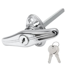 Qjaiune Truck Cap Locking T-Handles 1 Pack Camper Topper Lock, Camper Shell Locks and Keys T-Handle Canopy Replacement Lock, Silver T Handle Garage Lock Blind Mount Locking T-Handle Leer Lock