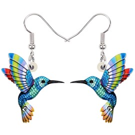 BAMAY Acrylic Novelty Hummingbird Earrings Birds Hanging Dangle Fashion Jewellery for Women Girls Summer Charms Gifts Decoration, Acrylic, No Gemstone