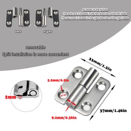 Ldzzuo 4pcs Detachable Door Hinges Stainless Steel Right Left Handed Hinges for Hollow Core Doors HardwareInterior and Exterior Small Lift-Off Hinge (4)