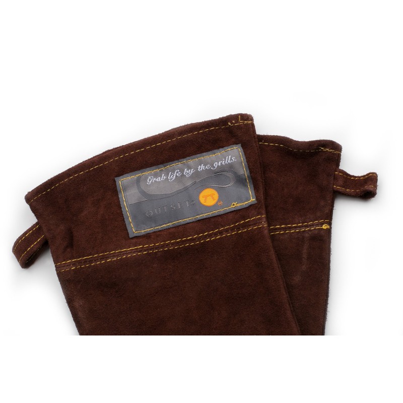 Outset Leather Grill Gloves, Set of 2 Brown Leather BBQ