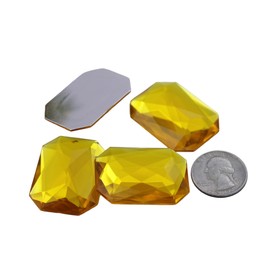 Allstarco 40x30mm Gold Topaz A02 Large Flat Back Octagon Acrylic Rhinestones Cosplay Costume Gems Plastic Jewels Embelishments DIY Crafts Gemstones - 4 Pieces