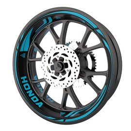 Complete Set of Premium Quality Motorcycle Rim Stickers (2 Wheels) (Azur)