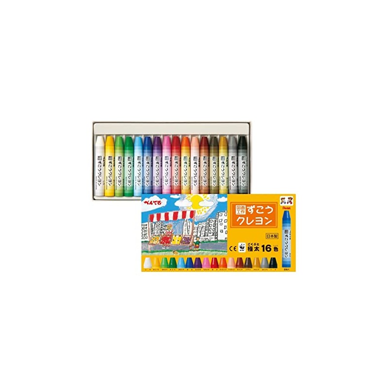 Pentel Zuko Crayons, 16 Colors, 1708