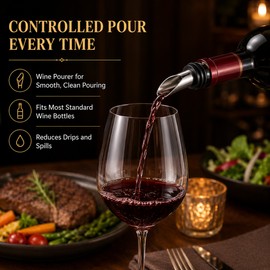 9-Piece Wine Opener Set with Wooden Gift Box – Stainless Steel Wine Accessories Kit with Rabbit Corkscrew, Pourer & Stopper for Home & Parties