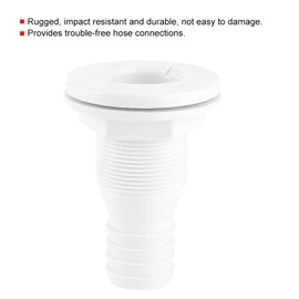 KIMISS Oceans White Straight Thru-Hull Connection, 1‑1/4in Thru Hull Fitting White Plastic Hose Connector Accessory for Marine Boat
