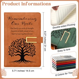 Weekgrat 6 Pcs Family Reunion Gifts Journal Remember Our Roots Writing Journal A5 Faux Leather Hardcover Notebook with Magnetic Buckle Family Reunion Favors for Guests, 6 Colors(Classic)
