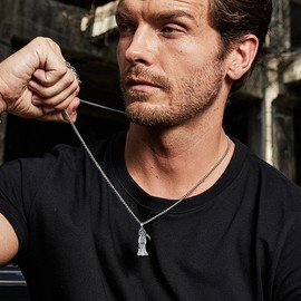 Santa Muerte Necklace Sterling Silver Cadena De la Sannta Muerte Grim Reaper Jewelry Gift for Men