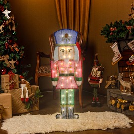 GENIMO 2D Nutcracker Soldier Outdoor Christmas Decorations, 35 Lights Pre-Lit for Holiday Decor Xmas Outside Indoor Home Lawn Yard Garden Patio Stakes Zip Ties(29 in)