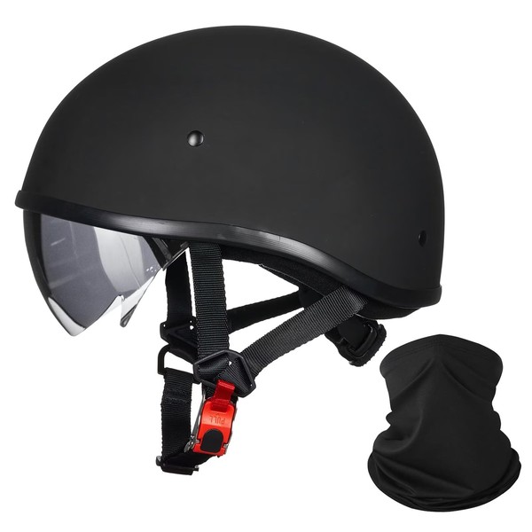 ILM Motorcycle Half Helmet with Sunshield Quick Release Strap Half