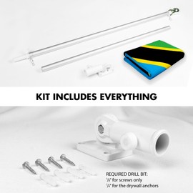 G128 Combo Pack: 6 Ft Aluminum Spinning Flagpole (Silver) & Tanzania Tanzanian Flag 3x5 Ft, LiteWeave Pro Series Printed 150D Polyester | Pole with Flag Included