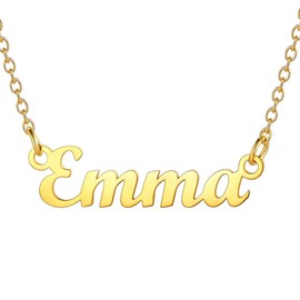 U7 Name Necklace Gold Plated Emma Custom Necklaces for Women