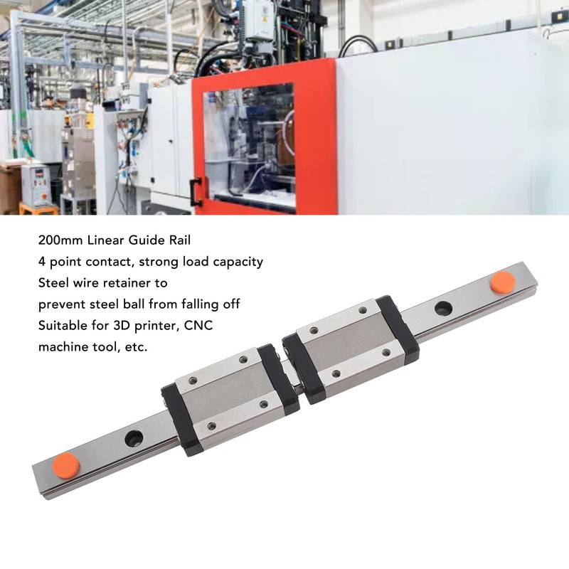 200mm Linear Guide Rail with 2 Sliding Blocks MGN12H Bearing