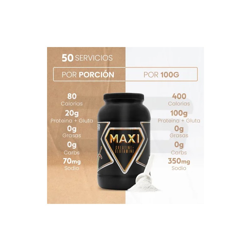 Creatina Glutamina En Polvo 1kg Maxi Protein 50 Servicios