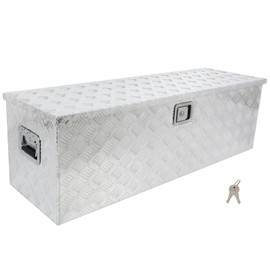 SCITOO Heavy Duty Aluminum Truck Tool Box for Truck 49 Inch Pickup Truck Bed RV Trailer Toolbox Place Organizer with Lock and Keys, Rectangle Plate Underbody Toolboxes (Silver)