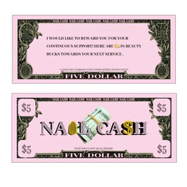 Nail Client Loyalty Reward Card, Nail Cash Coupon Voucher Nail Tech Supplies Nail Tech Must Haves Bucks for Pedicure Manicure Business 100pcs