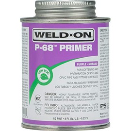 WELD-ON IPS 10214 Purple P-68 Primer for PVC and CPVC Pipes, Non-Bodied, Fast Acting Primer, 1/2 Pint with Applicator Cap, 16 Fl Oz (Pack of 1)