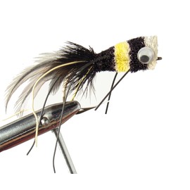 Wild Water Fly Fishing Black, Yellow and White Deer Hair Flies for Largemouth Bass, Northern Pike, Smallmouth Bass, Trout, Size 2, 2 Pack