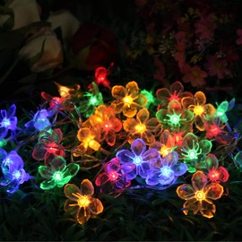 Dreamworth Newest Remote Battery Operated Peach Blossom String Lights 40 LED Flower Fairy Light on 16.4 ft PVC String 8 Lighting Mode with Timer and Dimme + Remote Control for Indoor and Outdoor