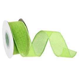MECCANIXITY Burlap Ribbon Fabric Wired Edge Ribbons Green 1-1/2 Inch x 5 Yard Wired Ribbon for Gift Wrapping, Bow, Wreath, Christmas Tree, Flower Bouquet, with Roller