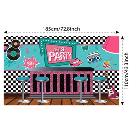 50's Soda Shop Banner Decoration Back to 50's Rocking Party Backdrop, Soda Shop Background Photography Photo Props for Studio Booth Supplies