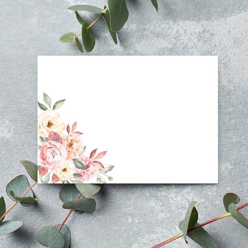 Letter Paper / Envelope Set Elegant with Roses in Dusky