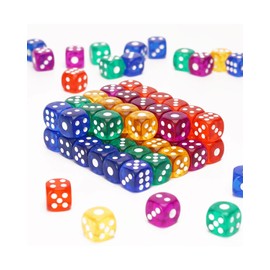 TOZBLEU - 32-piece colour dice set, dice set, 16 mm acrylic play dice, colourful dice, dice games, table games