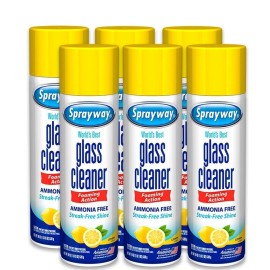 Sprayway Glass Cleaner Lemon Scent Foaming Aerosol Spray, 19oz, Pack of 6 |...