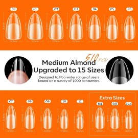 Modelos Kit De Uñas De Gel De Almendra, 510 Uñas Postizas Me